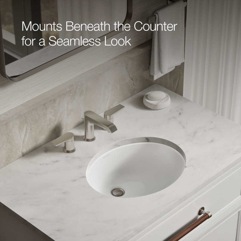 Caxton® Ceramic Oval Undermount Bathroom Sink with Overflow, White