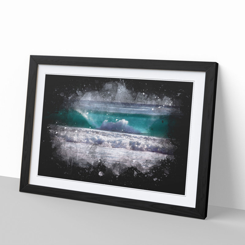 Ocean Wave - Picture Frame Painting, 65cm H x 90cm W x 2cm D, Black Framed