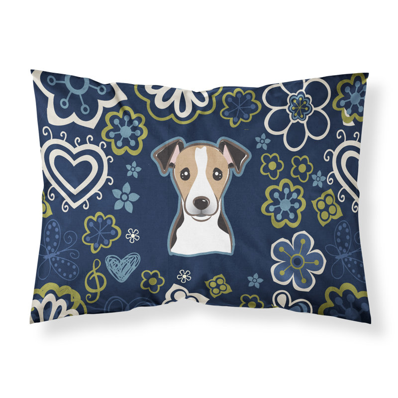 Taie d’oreiller floral, Jack Russell terrier noir