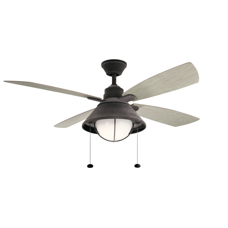 Seaside 53.5'' Ceiling Fan with LED Lights, Weathered Zinc with Weathered White Blades