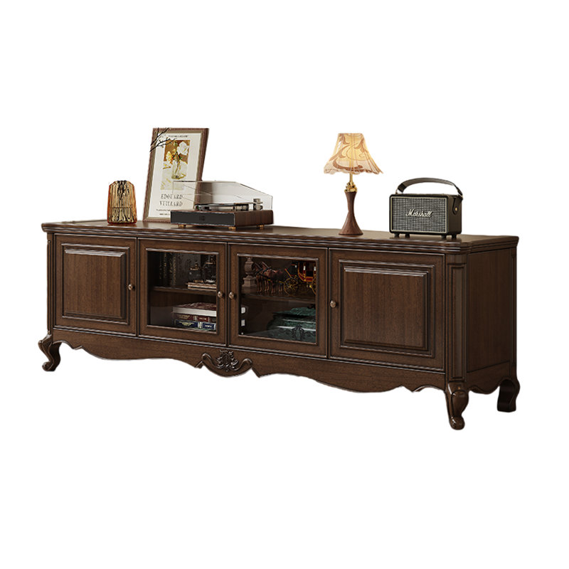 Meuble télé français rétro, Bois brun foncé