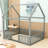 Full Wood House Bed with Fence-1895710351