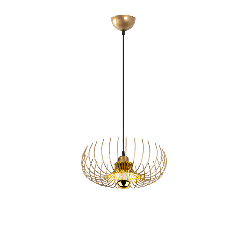 Elegant Gold Chandelier, Adjustable Height (25 to 43.7 inches), Metal Body, 14.2 inches Diameter | Fits E27 Bulb (Max 40W), Perfect for Dining Room & Living Room, Stylish Lighting Fixture for Modern Decor