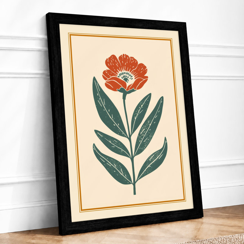 Single Stem In Gold Botanical - Print, Black, A4 - 29.7 x 21.0 cm