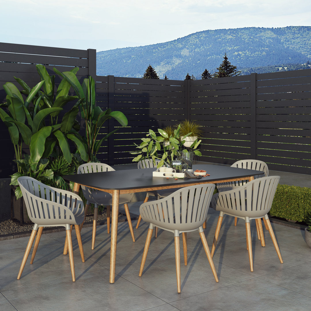 Anautica 6 - Person Wood Patio Dining Set with Rectangular Table Lark Manor™