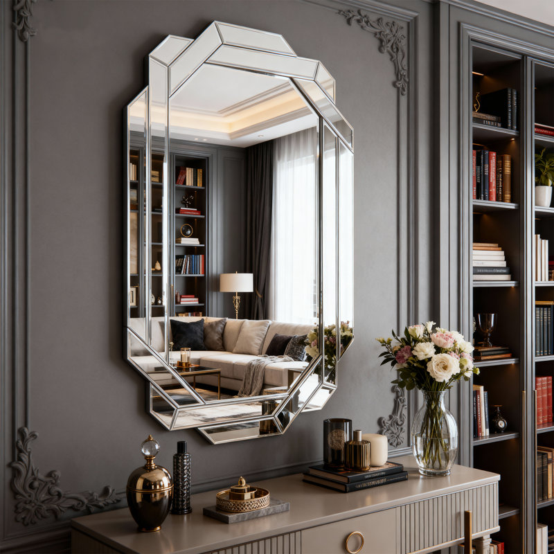 Grand miroir biseauté horizontal ou vertical sans cadre