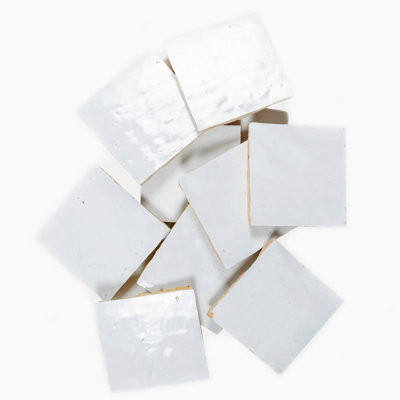 Pure White Zellige Ceramic Wall Tile 4x4