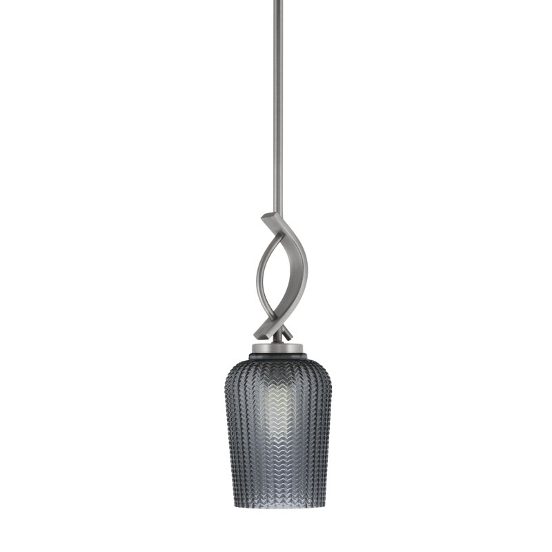 Luminaire suspendu simple à 1 lumière Unia, Argent argent, Graphite