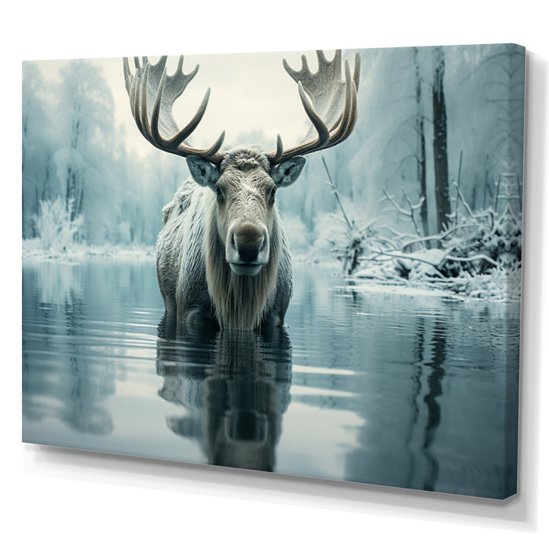 «Blue Blue Moose», impression sur toile encadrée, H 16 po x l 32 po x P 1 po, Toile tendue