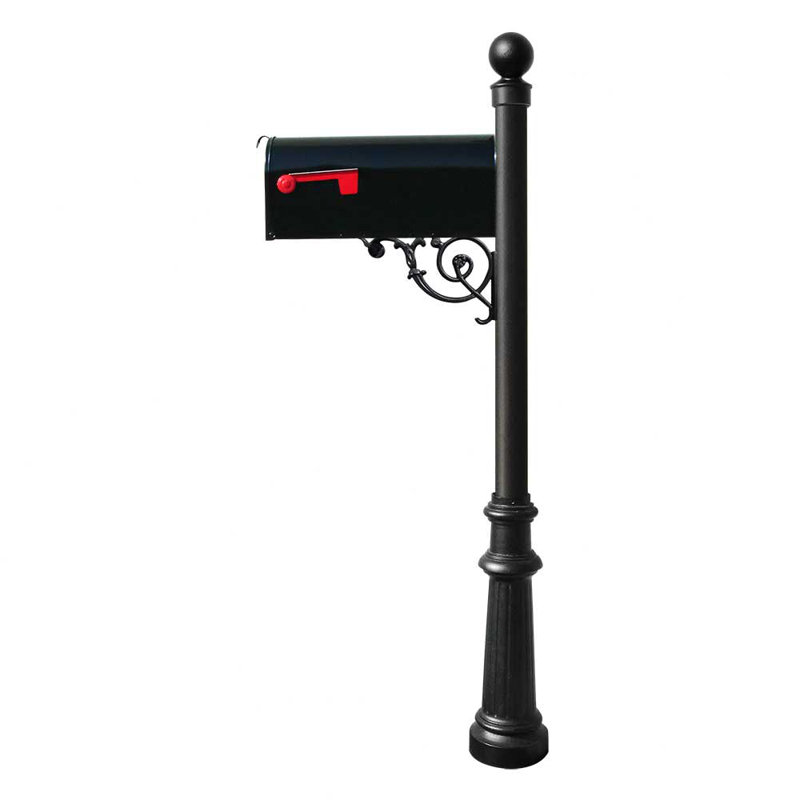Aluminum Post Mounted Mailbox, Black