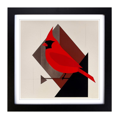 Cardinal Bird Suprematism No.7 - Framed Print