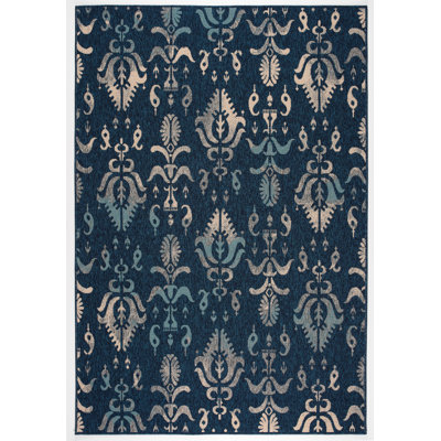 Tapis intérieur/extérieur bleu marine design Wendler