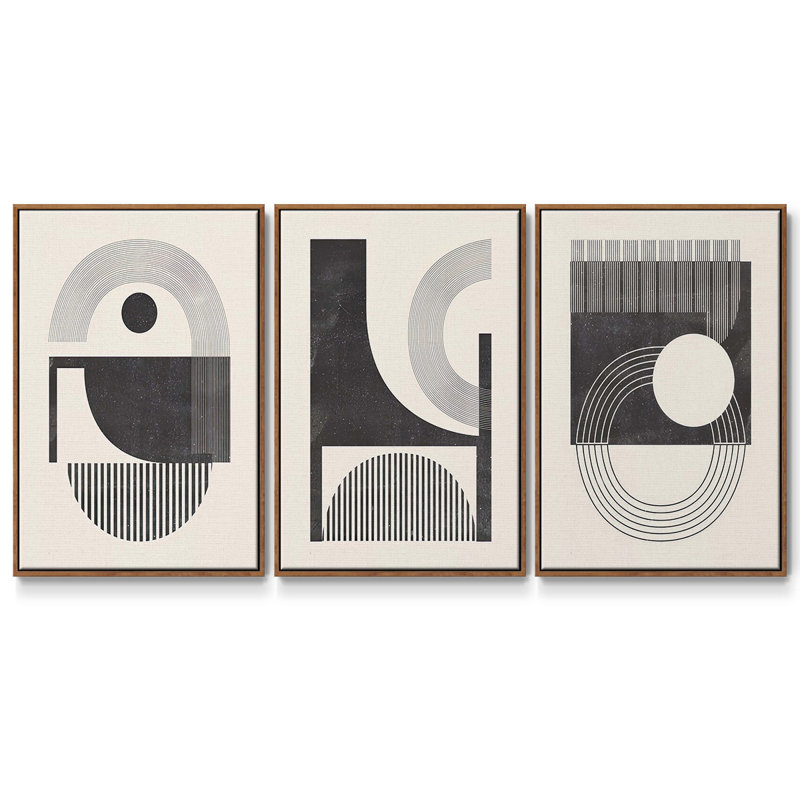 Angled Spaces IVFramed Premium Gallery, ensemble de 3 toiles tendues, Noyer, H 27 po x l 54 po