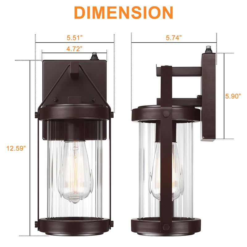 Dusk to Dawn Outdoor Wall Light Fixtures 2 Pack (Bulbs not Included), Brown
