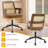 Breathable Cane Back Home Office Chair With Mid-Century Walnut Frame & Adjustable Swivel Base-1724936212