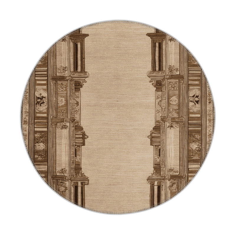 Tapis d'intérieur et d'extérieur brun français, Rond 5 pi