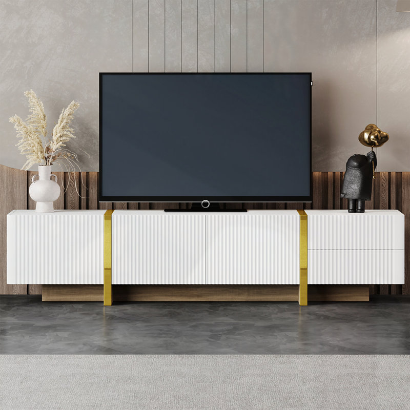 Luxury Fluted TV Stand For Tvs Up To 80", White