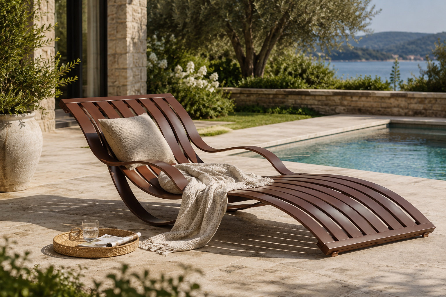 Hareton 31" Patio Chaise Lounge, Espresso