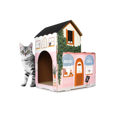 Cat House With Scratcher & Catnip Included - Coffee House