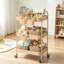 Chariot utilitaire à roulettes avec paniers tressés, organisateur de rangement mobile pour chambre d'enfant, cuisine, atelier de loisirs créatifs, salon, spa à domicile, salle de bain, structure en métal sur roulettes verrouillables, brun