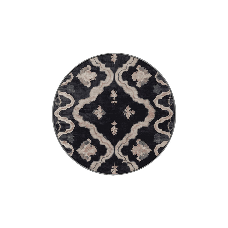 Machine Washable Purple Area Rug, Round 4'