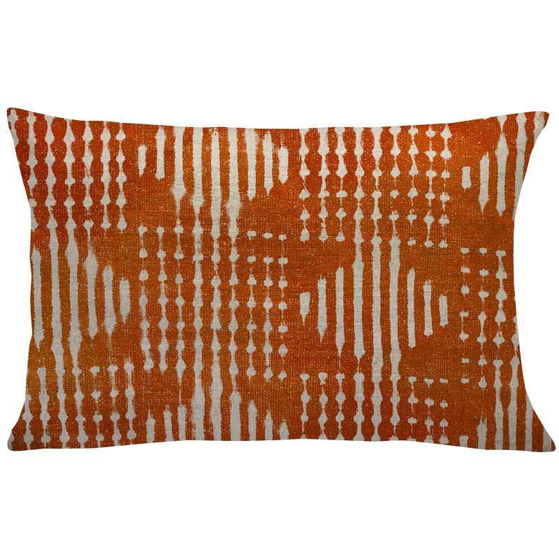 Geometric Linen Throw Pillow, Orange