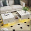 Table basse extensible avec plateau coulissant et rangement dissimulé, parfaite pour une utilisation et une organisation flexibles dans le salon