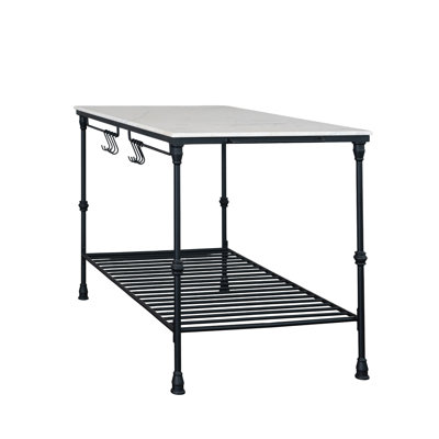 Marble Top Iron Island Table with