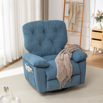 Fauteuil inclinable relaxant, molleton artificiel doux, rembourré, oscillant, poche latérale