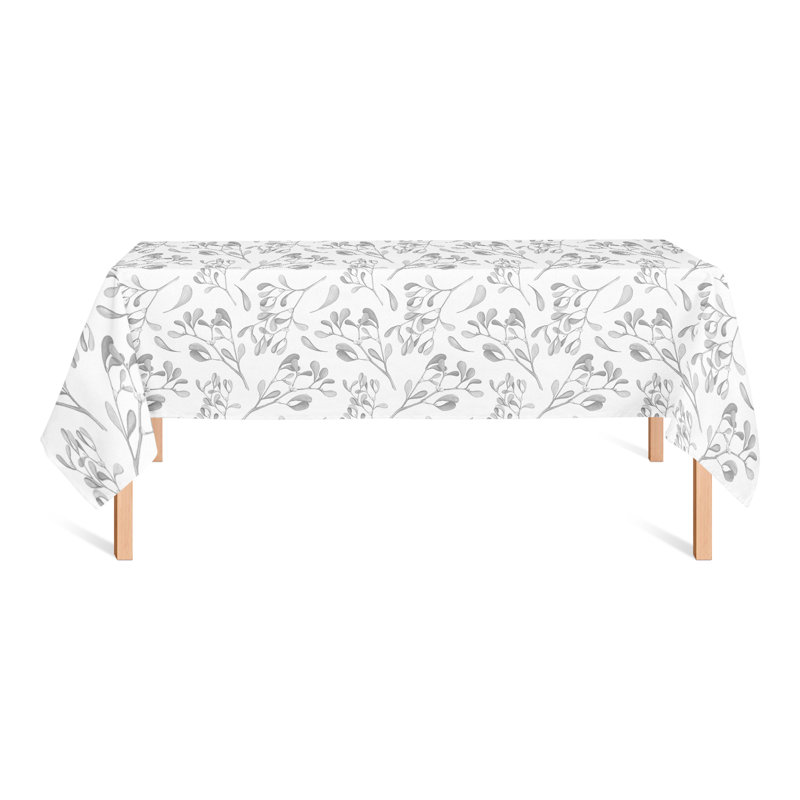 Nappe aquarelle 3 feuilles et baies grises, gris