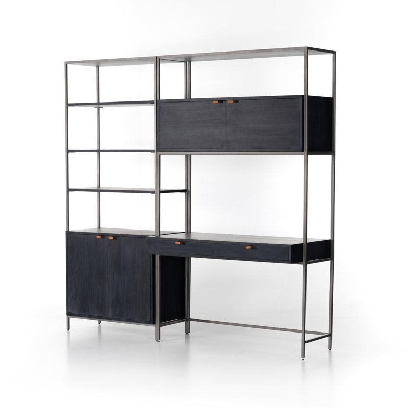 Trey Modular Bookcase Wall Desk, Black