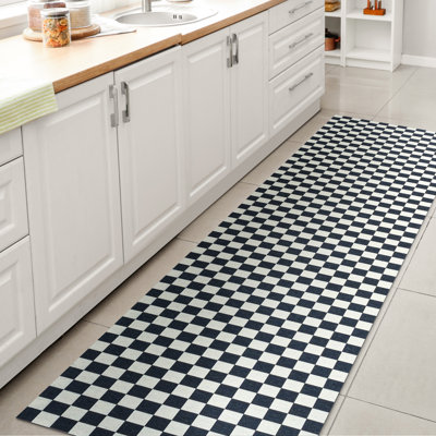 Tapis bleu foncé / blanc Mariquilla