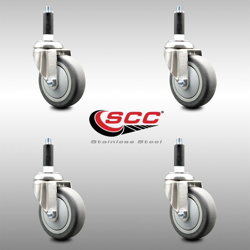 316SS Thermoplastic Rubber Swivel Expanding Stem Caster Set