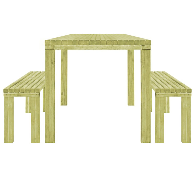 4 - Person Pine Solid Wood Patio Dining Set Rectangular Table
