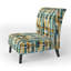 Fauteuil de chambre rembourré de style vichy jaune avec motif à rayures vichy jaune