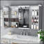 Armoire de salle de bain avec miroir à DEL et anti-buée, 3 températures de couleur, encastrée ou murale, tablettes réglables