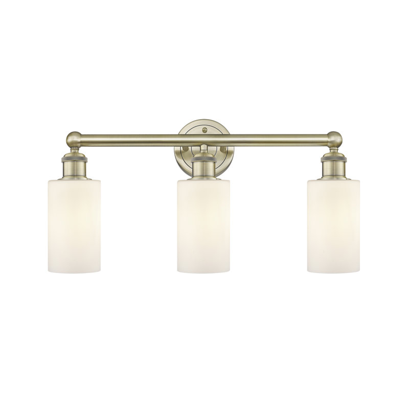 Éclairage pour meuble-lavabo de salle de bain 3 lumières 21,875 pouces Caldello, Blanc mat, Laiton antique