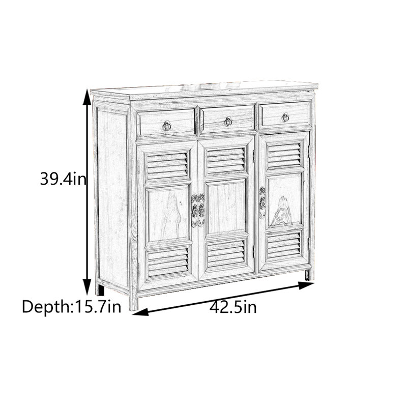 Armoire d'entrée en bois de camphre massif, Bois naturel