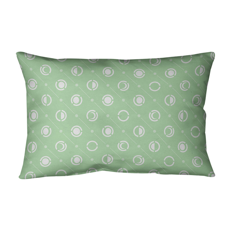 Coussin lombaire Moon phases, H 14 po x l 20 po, Polyester/bourre en polyester, Vert/blanc