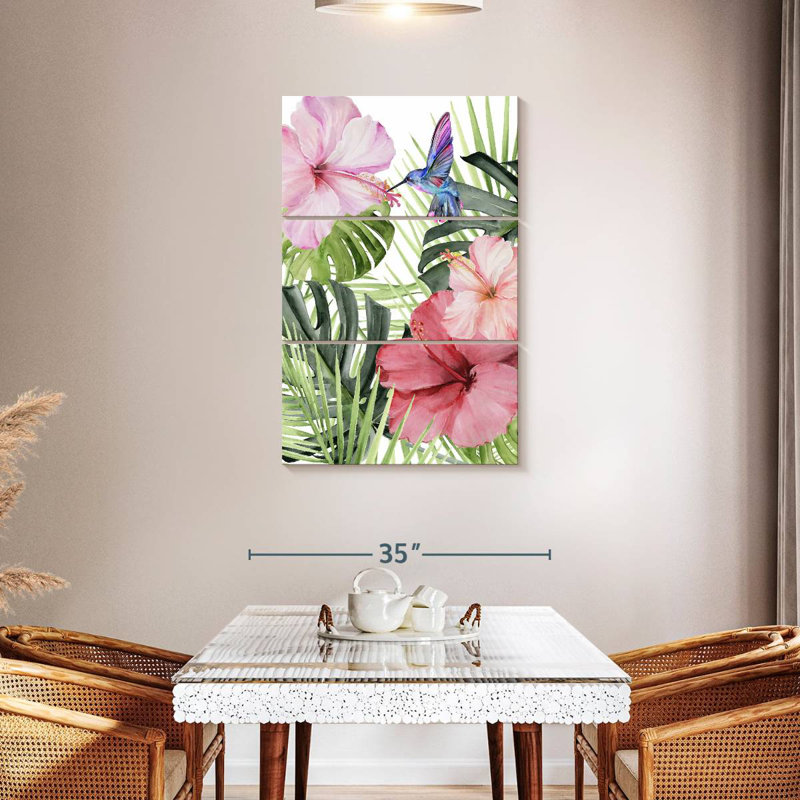Hibiscus et colibri Harnek I, H 45 po x l 28 po