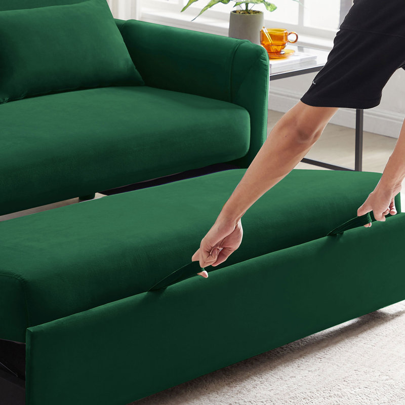 Guenot 59.5'' Velvet Sleeper Sofa, Green Velvet
