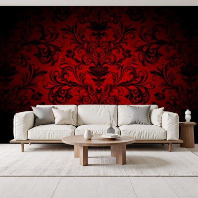 Papier peint damassé rétro à motif de damas rétro noir et noir à motif floral baroque de 69 po x l 96 po amovible en papier adhésif mural pour bureau de chambre à coucher, bureau à domicile