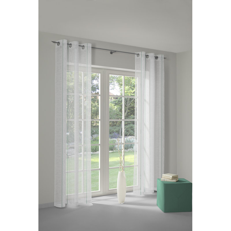 Canadice Semi Sheer Curtain Single Panel, 140 W x 175 D cm, Green/White