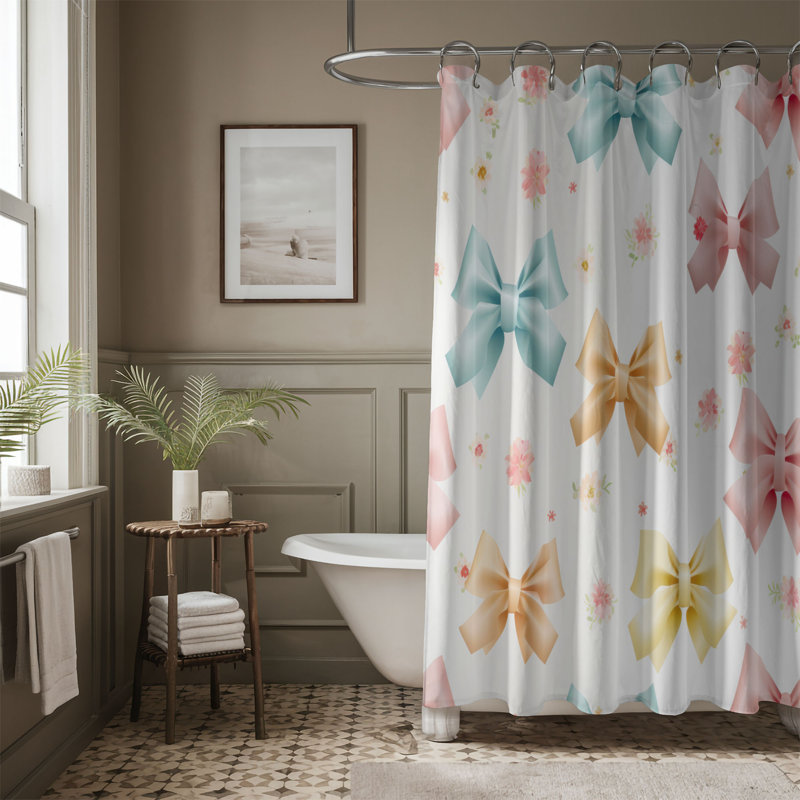 Rideau de douche Floral Bow Delight - Premium, H 74 po x l 71 po