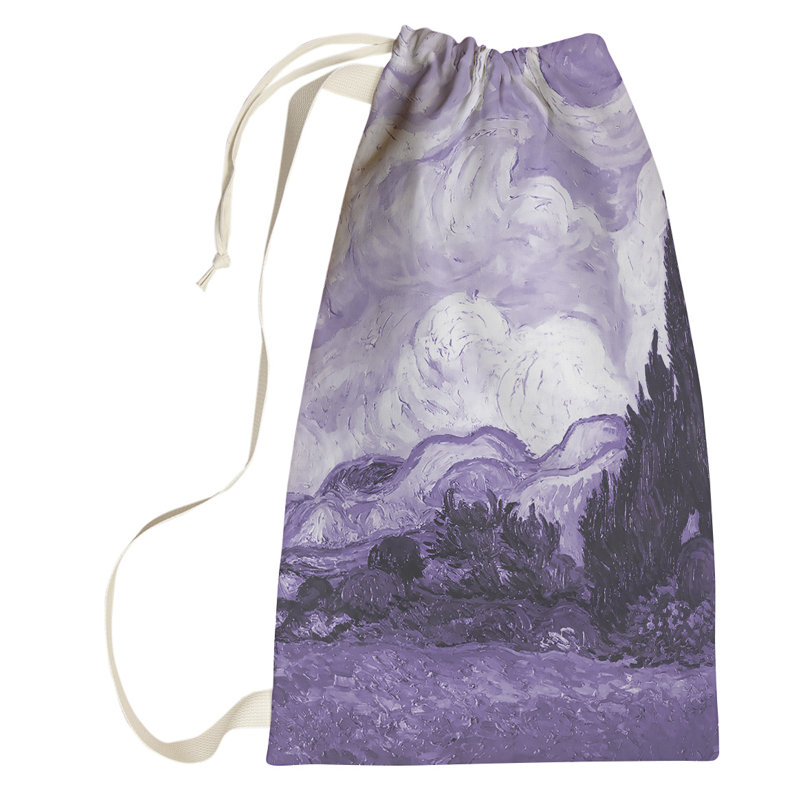 Sac à linge Browerville Wheatfield with Cypresses, Grand (H 76,5 po x l 29,5 po x P 1,5 po), Mauve