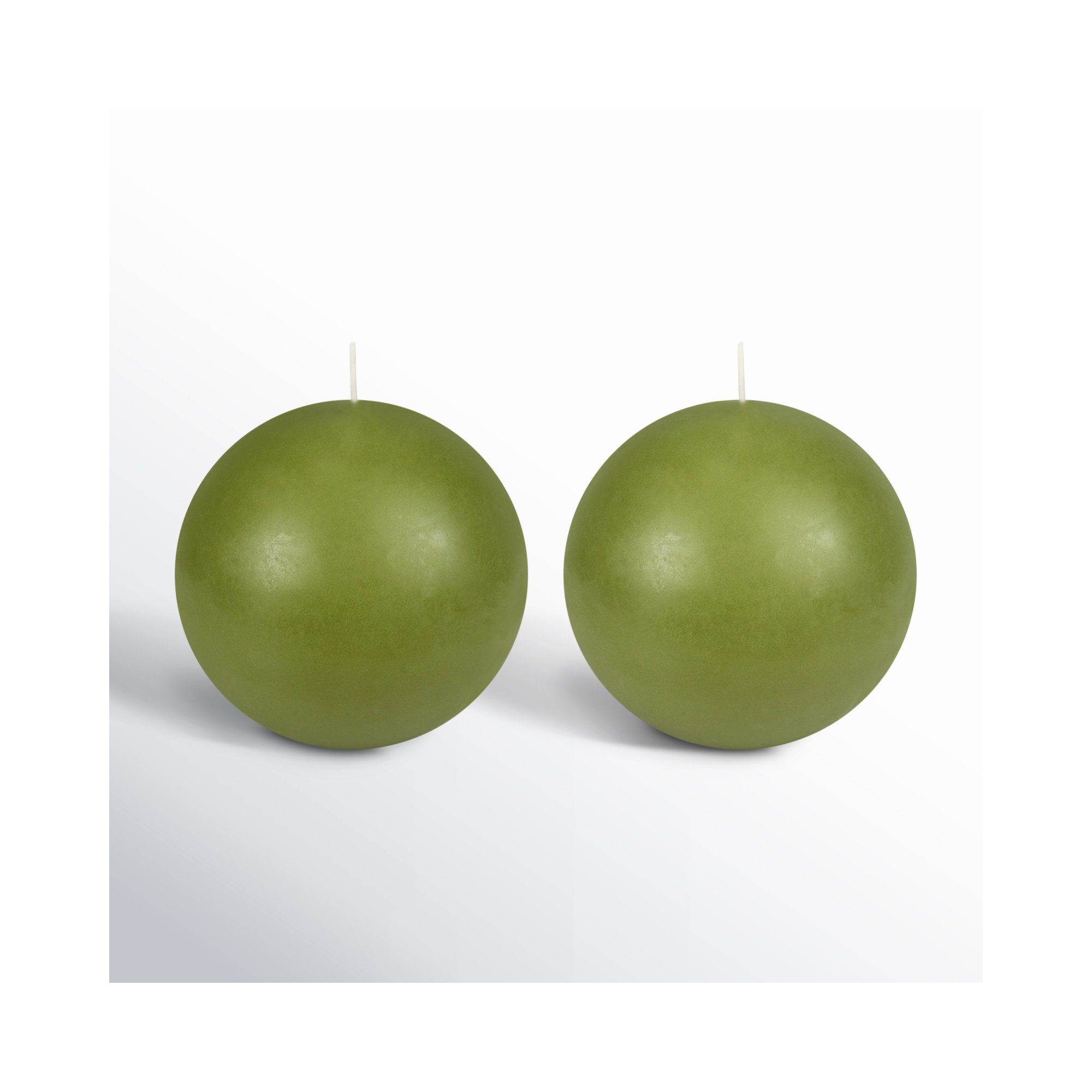 Ball Candle, 4" Diameter, Set of 2, Green
