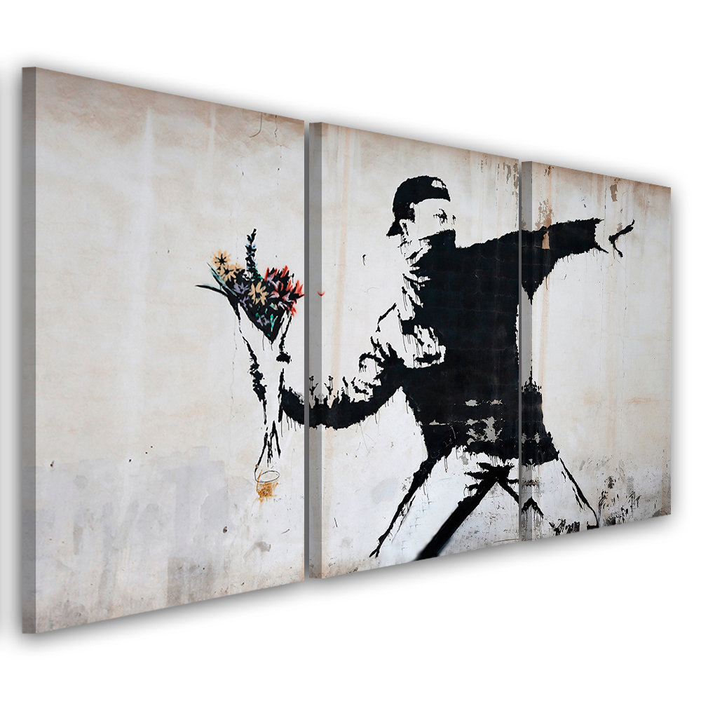 Leinwandbild Banksy Graffiti Art Flowers