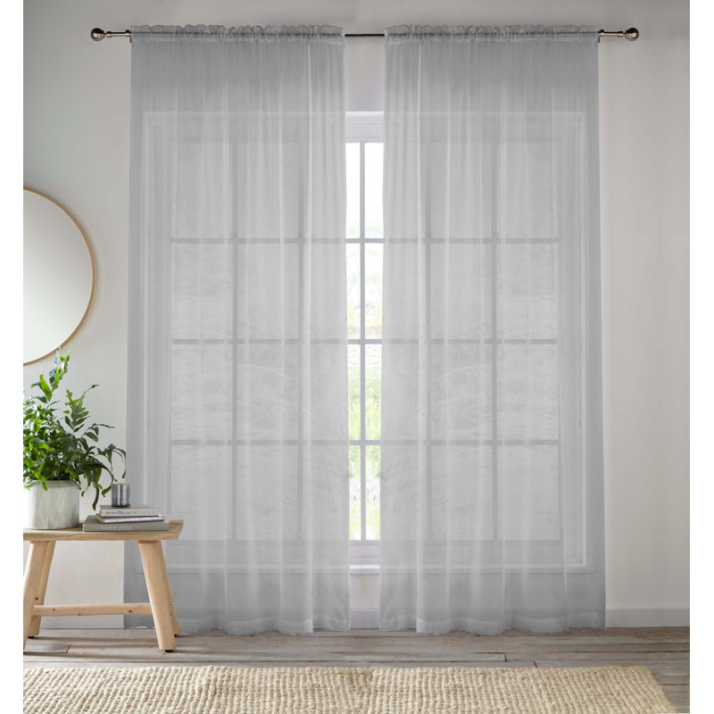 Roiann Sheer Curtain Pair, Silver, 145cm Width x 229cm Drop
