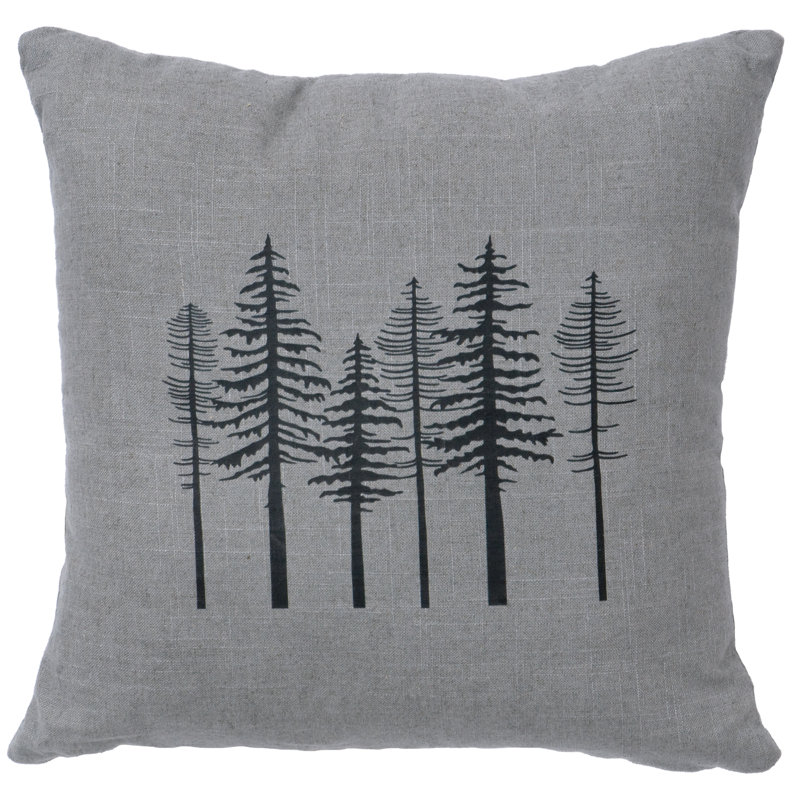 Coussin Wooded River Image - Arbres - Lin gris, Gris
