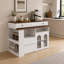 Îlot de cuisine 47 po avec table de salle à manger rotative extensible, prise de courant intégrée, 4 tiroirs et armoire de rangement avec porte en verre-1958146220